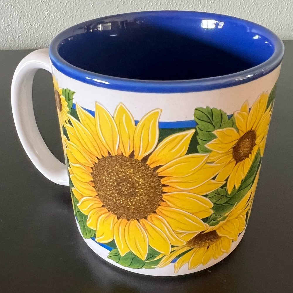 Vtg Potpourri Designs SUNNY DAYS Sunflower Ceramic Coffee Mug Mimi Ruff 1996 Cup